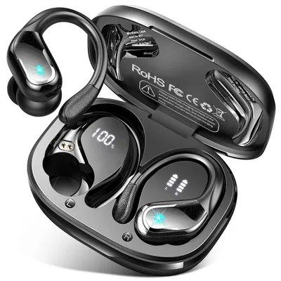 Productafbeelding van Bluetooth-hoofdtelefoon voor sport, draadloze Bluetooth 5.3 hoofdtelefoon met 4 ENC-microfoons, 75 uur batterijduur