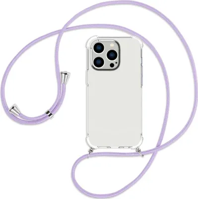 Produktbild von Handykette Backcover-Schutzhülle mit Band (Metall silberfarben) für Apple iPhone 14 Pro (6.1'') - violett