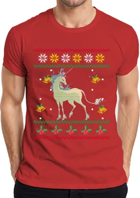 Produktbild von Das letzte Einhorn - Ugly Christmas Sweater Weihnachten Weihnachtsgeschenk Herren T-Shirt, Rot, S
