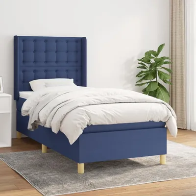 Produktbild von The Living Store Boxspringbett mit Matratze Blau 100x200 cm Stoff