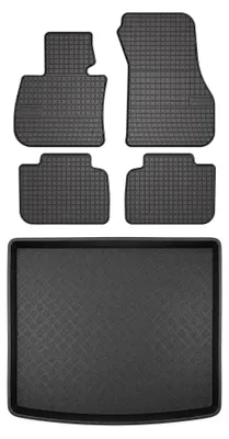 Productafbeelding van Rubberen automatten + kofferbakmat voor BMW X1 F48 vanaf 2015 – 5-delig, zwart, op maat – Wielganizator SolidPRO