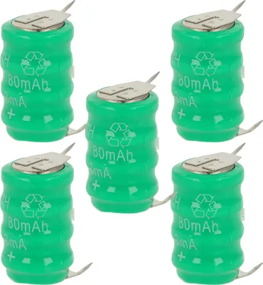 Produktbild von vhbw 5x NiMH Ersatz Knopfzellen-Akku (80 mAh, 4,8 V, NiMH)