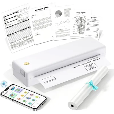 Tragbarer A4 Thermodrucker, Bluetooth+USB, weiß