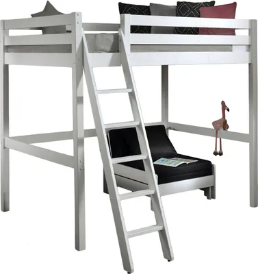 Produktbild von Hochbett Karolina 209x215x190 Kinderbett Massivholz Weiß