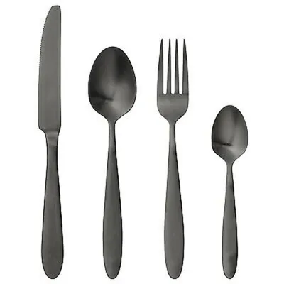 Produktbild von Bloomingville Besteck schwarz 4-tlg rostfreier Stahl Messer, Gabel, Löffel, Teel