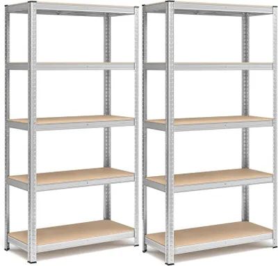 Obrázek produktu pro SONGMICS Regál policový 2ks, skladovací, 5polic, 40x90x180cm, stříbrná