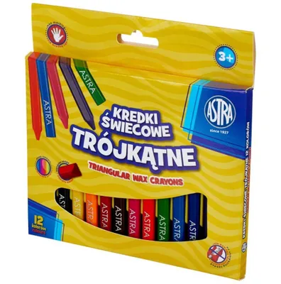 Zdjęcie produktu dla ASTRA Triangular Crayons Set - 12 Kolorw dla Maych Artystw - Rozwijaj Wyobrani!