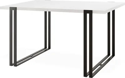 Obrázek produktu pro Rozkládací jídelní stůl - Velký stůl v loftovém stylu s černými kovovými nohami 120 až 220 cm - Industriální stůl do obývacího pokoje - Spacesaver - Bílý - 120 x 80 cm