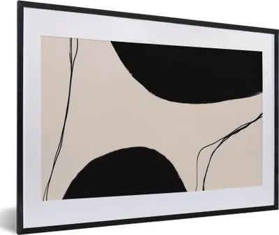 Produktbild von MuchoWow® Gerahmtes Poster Pastell - Schwarz - Minimalismus 60x40 cm - Poster mit Schwarzem Bilderrahmen Wandposter Rahmen Foto Bilder - Schlafzimmer - Plakat in Rahmen - Drucken