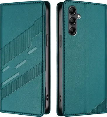 Produktbild von Hülle für Samsung Galaxy A15 5G/4G, Kunstleder Brieftaschen Handyhülle mit Kartenfach und Standfunktion Grün