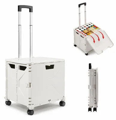 Klappbarer Einkaufswagen, 50 l, 35 kg, 4 Rollen, höhenverstellbar