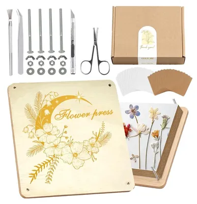 Produktbild von Solidchoice – Große Holz-Blumenpresse, 25 x 25 cm, für Trockenblumen-Sets