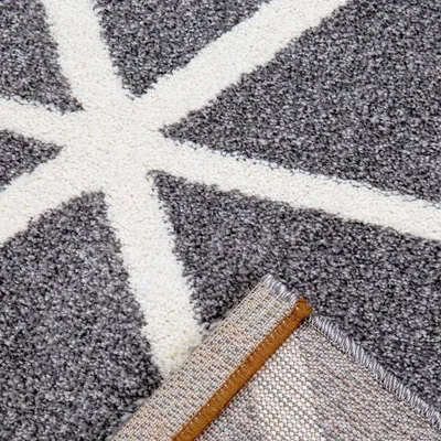 Produktbild von Teppich Kurzflor Pastellfarben Weiss Rauten Design Robust in versch. Farben, für Wohnzimmer, Schlafzimmer, küche, Farbe:Grau, Maße:200x280 cm