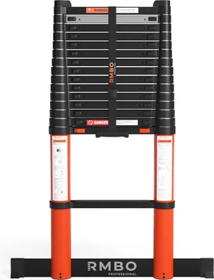 Produktbild von RMBO Professionelle Teleskopleiter 4,8 m lang, Soft-Closing, Max. Belastung 150 kg, EN 131.6, Anlegeleiter, Klappbare Leiter