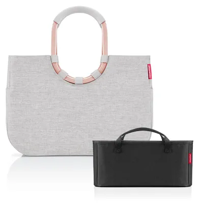 Produktbild von reisenthel loopshopper L Tasche Einkaufstasche frame twist sky rose OR1036 + Organizer schwarz BX7003