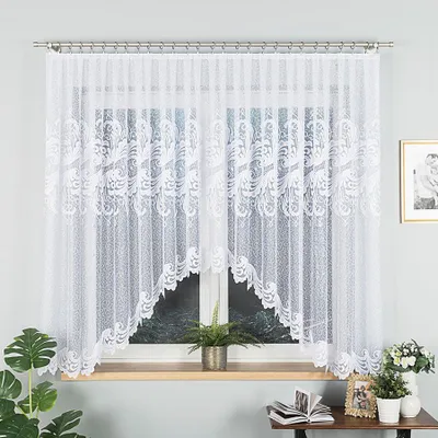 Produktbild von IWONA - Fertiggardine aus Jacquard mit Schnitt unten - 400x160 cm - weiß