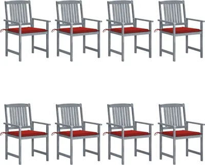 Produktbild von Cloris Designermöbel Gartenstühle mit Kissen 8er Set Massivholz Akazie Grau 2024 Neu