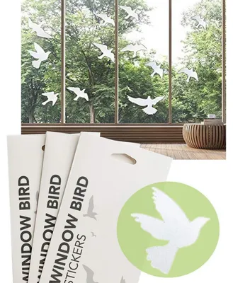 Image de Autocollants pour fenêtres, motifs de silhouettes d'oiseaux, transparents, lot de 36