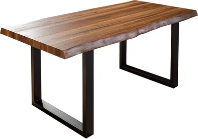 Produktbild von Esszimmertisch 300x100 cm Utrecht, Baumkantentisch nussbaumfarben, Akazienholz massiv, U-Gestell aus Metall schwarz