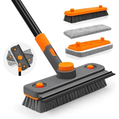 Produktbild von JEHONN Schrubber mit Stiel Teleskopstange 146,5 cm 4-in-1 Schwamm Bürste Terrasse Fliesen Badezimmer