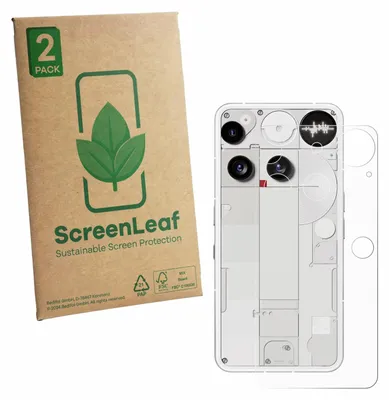 Produktbild von 2x ScreenLeaf Schutzfolie für Nothing Phone (3) (Rückseite) nachhaltiger Displayschutz Display Schutz Folie Klar Transparent