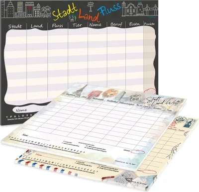 Produktbild von PRICARO Spielesammlung "Stadt Land Fluss", A4, 25 Blatt, 3 Stück