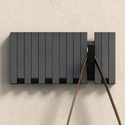 Produktbild von doporro Garderobenhaken Kleiderhaken Wand mit 7 Haken für Jacken, Garderobenleiste für Flur und Garderobe Wandgarderobe aus Holz, Matt Schwarz Twigro-01