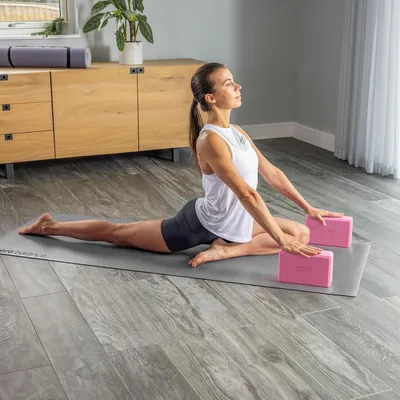 Produktbild von Yoga-Block-Set – EVA-Schaumstoff-Block mit D-Ring und Stretchband – Bequeme Stütze