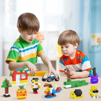 Produktbild von Baustein Set 500 Stück Mix l Bausteine für Kinder Kreatives Bauen Verschiedene Steine Farben Formen Lernspielzeug Bauset