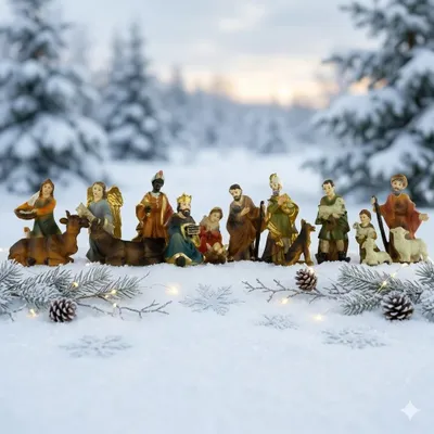 Image de Magnifiques personnages de crèche 17 pièces, env. 11 cm, ETA 1