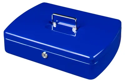 Produktbild von Abschließbare Geldkassette mit Schlüssel und Hartgeldeinsatz, Stahlblech, Blau