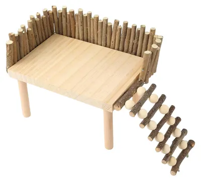 Immagine prodotto di Piattaforma per criceti e altri piccoli animali domestici – Accessori in legno naturale per arrampicata