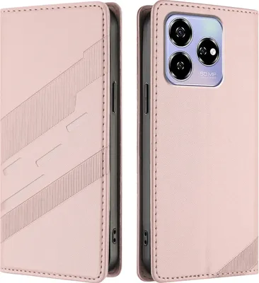 Produktbild von Hülle für ZTE Axon 60, Kunstleder Brieftaschen Handyhülle mit Kartenfach und Standfunktion Pink