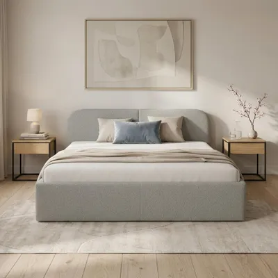 Produktbild von Polsterbett BELMI 160x200 cm mit Bettkasten und Holzrahmen - QUELLE 83 Hellgrau