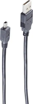 Zdjęcie produktu dla shiverpeaks BS77261 Kabel USB 1 m USB 2.0 USB A Mini-USB B szary (BS77261)