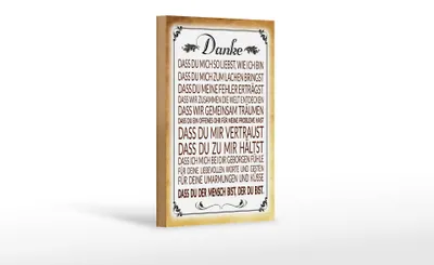 Produktbild von Holzschild Spruch 12x18cm Danke dass du bist der du bist