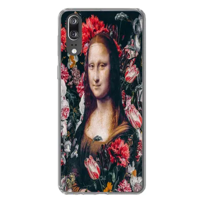 Produktbild von MuchoWow® Handyhülle Schutzhülle Hülle für Huawei P20 Mona Lisa - Blumen - Da Vinci Silikon Softcase Handy Hülle - Hardcover
