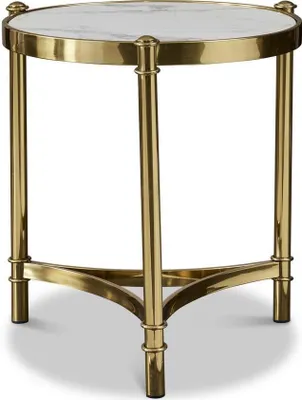 Obrázek produktu pro Dřevěný odkládací stolek v přírodním provedení s nerezovou ocelí, moderní design