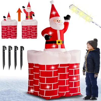 Obrázek produktu pro MONZANA® Nafukovací Otec Vánoc 178 cm vysoký LED osvětlený IP44 vyskočí z komína venkovní Santa Vánoce Vánoční dekorace Vánoční postava