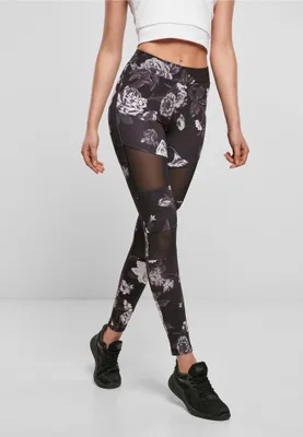 Immagine prodotto di Leggings da donna Urban Classics Ladies Tech Mesh AOP Leggings darkflower - XXL