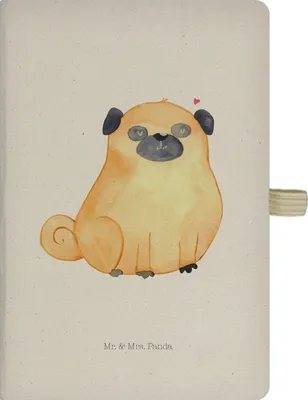Produktbild von Mr. & Mrs. Panda Reisetagebuch Mops - Transparent - Geschenk, Liebe, Journal, Kladde, Vierbeiner, Hund, Sprüche, notizbuch, A5, Tagebuch, Knuffig