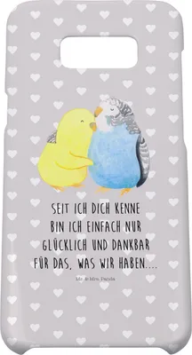 Produktbild von Mr. & Mrs. Panda Samsung Galaxy S8 plus Handyhülle  Wellensittich Liebe - Grau Pastell - Geschenk, Freundin, Handy Case, Umarmen, Verknallt, Verliebt, Hülle, Cover, Vögel