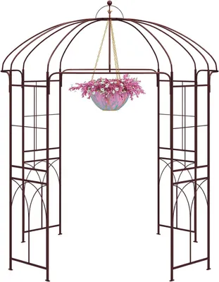 Produktbild von GOPLUS Rosenbogen aus Metall, Gartenbogen stabil mit Rankgitter für Kletterpflanzen & Hochzeit, 211x211x256cm Rosenpavillon Torbogen Rankbogen