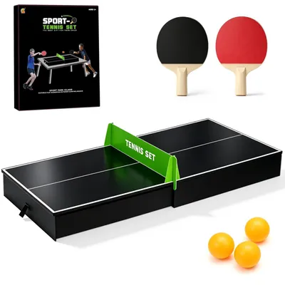 Produktbild von Tischtennis für Kinder – Mini-Tischtennisplatte – Klappbar – 86 x 35,5 cm – Set bestehend aus 2 Schlägern, 3 Bällen und einem Netz