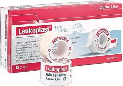 Image de Leukoplast Skin Sensitive Pansement de fixation Anneau de protection Doux pour la peau Respirant 2,50 cm x 2,60 m
