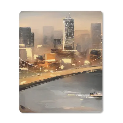 Produktbild von MuchoWow® Mauspad Mousepad Gemälde - Öl - Skyline - Stadt - Wasser 19x23 cm - Mousepads - Maus Mat - Pad - Mausunterlage - Mauspads - Spielen