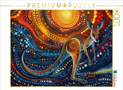 Produktbild von CALVENDO Puzzle Junges Känguru im Stil der Kunst der Aborigines | 1000 Teile Lege-Größe 64x48cm Foto-Puzzle für glückliche Stunden