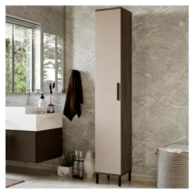 Produktbild von Hochschrank Lieto Badezimmerschrank 184 x 30 x 30 cm schmal mit einer Tür Eiche grau