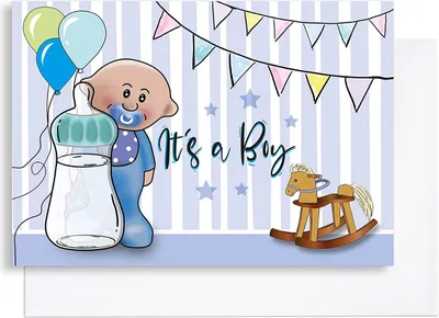 Produktbild von Karte zur Geburt | It's a Boy Junge inkl. Umschlag | Glückwunschkarte zur Geburt Baby | Geschenk für Neugeborenes | Geburtskarte