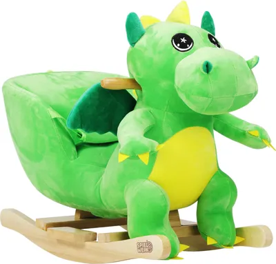 Immagine prodotto di DEUBA® Dinosauro di Peluche a Dondolo in Legno con Suoni Cintura di Sicurezza Giochi Infanzia Bambini Regalo Giocattolo